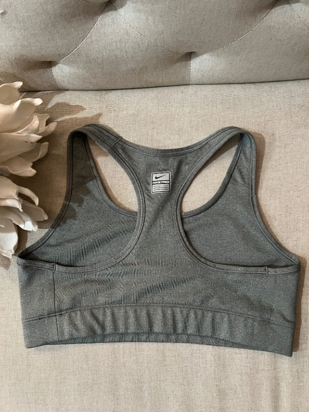 Nike Pro Dri-FIT Gray Heathered Racerback Sports Bra - Size XS